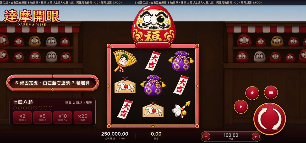 達摩開眼 — 主遊戲盤面